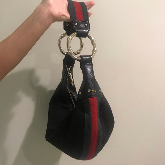 Gucci Handbags - GUCCI Microguccissima Black Bamboo Half Moon Bag